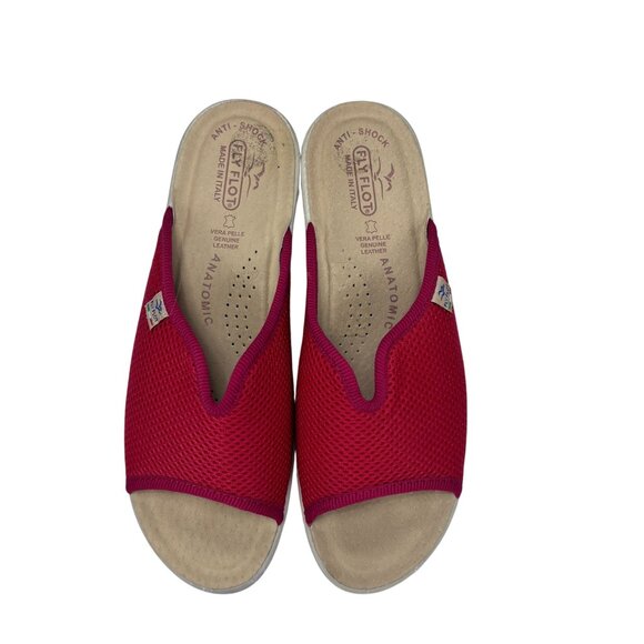 Womens Flex Flot Red Mesh Anti-Shock Slide Sandals Size 40 Made In Italy With Co - Picture 5 of 8